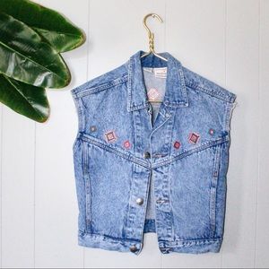 •NUOVO• Aztec Patterned Denim Button Up Vest